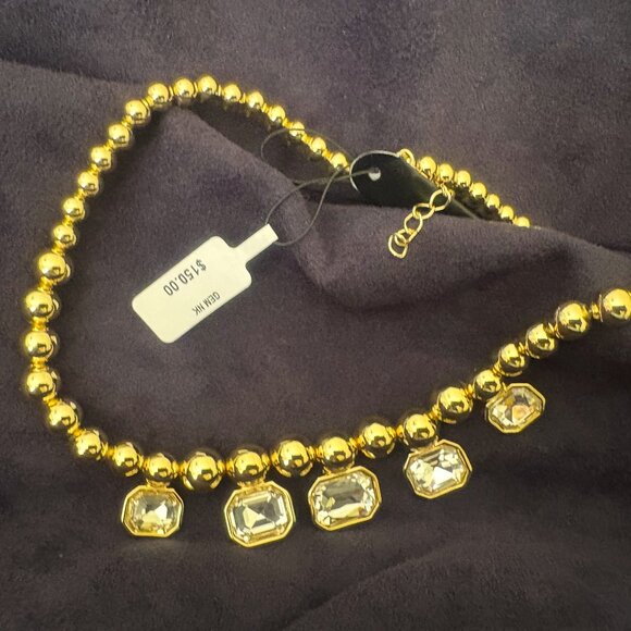 Aqua Gold Large Rhinestone Necklace NWT - Picture 11 of 12